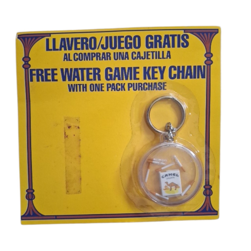 Vintage Camel Lights Water Game Key Chain Joe Camel Tobacco Promo Sealed New